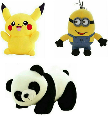 

soniya Enterprises Pikachu-42.5cm and panda-40cm and minion - 25 cm(Multicolor)