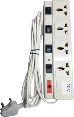 

Finegrow Extension box_4 Socket 4 switch with fuse 4 Socket Surge Protector(White)