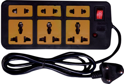 

RUHAILA 6 socket 3( 3pin)+3(2pin) multiutility extension board with 1.35 meter cord with on/off indicator 6 Socket Surge Protector(Multicolor)