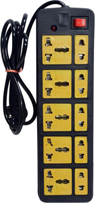 

Finegrow Extension box_10 socket 1 switch 10 Socket Surge Protector(Black)