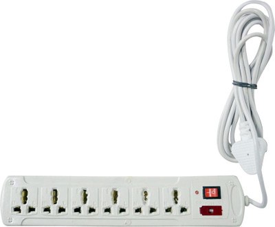 

Finegrow Extension box_6 socket 1 switch with fuse 6 Socket Surge Protector(White)