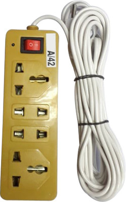 

SHOPTICO Extension box_4 Socket 1 switch 4 Socket Surge Protector(Yellow)
