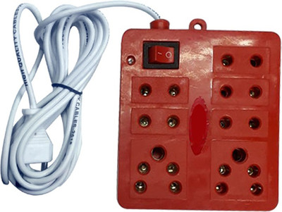 

ACCESSOREEZ Extension box_7 Socket 1 switch 7 Socket Surge Protector(Red)