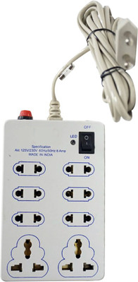 

Busicorp Extension box_8 socket 1 switch with fuse 8 Socket Surge Protector(White)