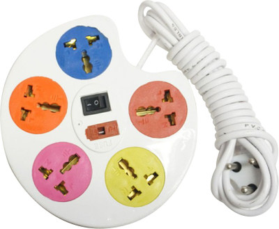 

Finegrow Extension box_5 socket 1 switch with fuse 5 Socket Surge Protector(White)