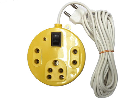 

SHOPTICO Extension box_3 Socket 1 switch 3 Socket Surge Protector(Yellow)