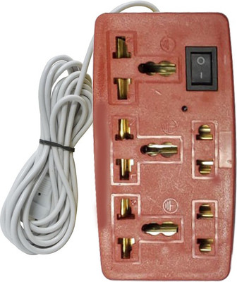 

SHOPTICO Extension box_5 socket 1 switch 5 Socket Surge Protector(Maroon)