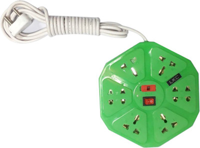 

SHOPTICO Extension box_7 socket 1 switch with fuse 7 Socket Surge Protector(Green)