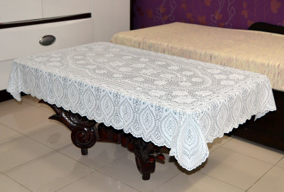 

Katwa Clasic Crocheted 2 Seater Table Cover(White, PVC)