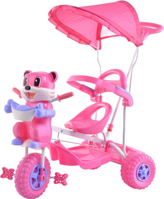

Oximus Baby Tricycle for Kids with Front Back Basket , Canopy & Parent Handle Recommended for Toddler 1,2,3,4,5 Year Old Children Tricycle for kids (Pink) 503 pink Tricycle(Pink)
