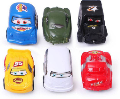 

August 95 mcqueen Mini vehicle Pull back Car collection & go -set of 6 for kids(Multicolor)