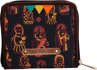 

FUNK FOR HIRE Women Multicolor Canvas Wallet(4 Card Slots), Black