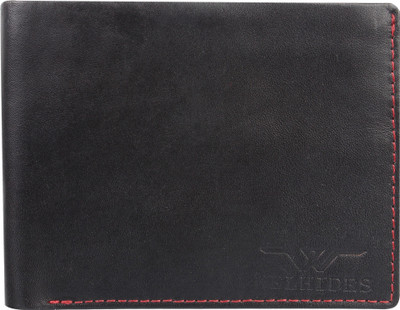 WELHIDES Men Casual Black Genuine Leather Wallet(7 Card Slots)