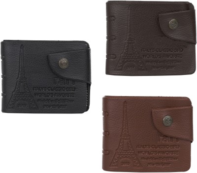 Peacock Mundkar Boys Casual Black, Brown Artificial Leather Wallet(6 Card Slots, Pack of 3)