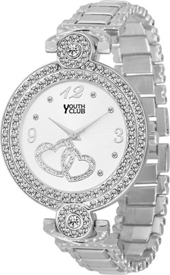 

Youth Club CH-LVEWHT New Silver Studded Party Wear Watch - For Women