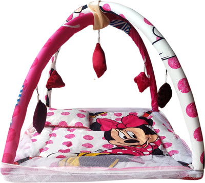 

Samaaya Micky Disney Printed Baby Kick and Play Gym with Mosquito Net and Baby Bedding Set Baby Play Gym Crib(Fabric, White)