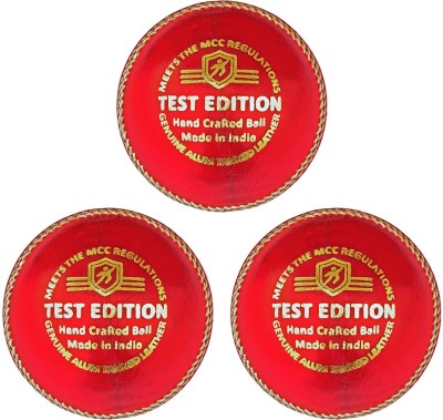 Duroplay Test Edition Cricket Leather Ball(Pack of 3, Red)