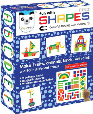 

Play Panda Fun Magnetic Shapes : Type 2 with 58 Magnetic Shapes, 164 Pattern Book, Magnetic Board and Display Stand(Multicolor)