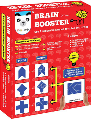 

Play Panda Brain Booster Type 1 - 56 puzzles designed to boost intelligence (includes double sided Magnetic Shapes ) Board Game