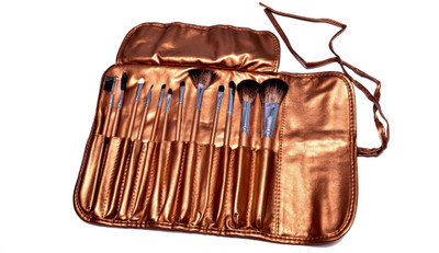 

Imported Makeup Brushes 12Pcs Cosmetic Brush Set With Golden Leather Pouch For Eye Shadow Blush Concealer (Pack of 12)(Pack of 1)