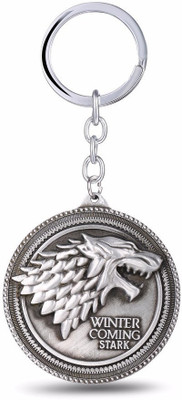 Optimus traders Game of Thrones House round Stark Winter Is Coming Metal Key Chain(Silver)