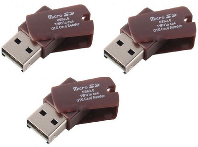 

Oxza SET OF 3 USB 2.0 TWO IN ONE Micro SD OTG ADAPTOR Card Reader(Brown)
