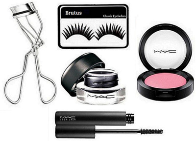 

BRUTUS Eyelashes, Mac Fluideline Gel Eyeliner, Zoom Lash Mascara, Eyelashes Curler, Blusher(Set of 5)