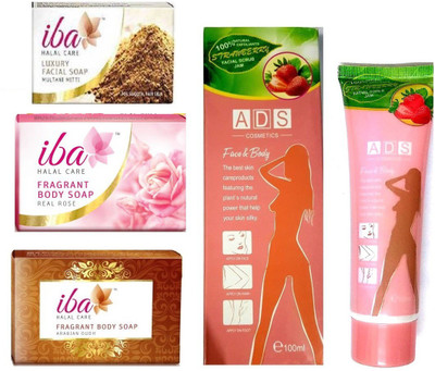 

iba halal care SKIN COMBO PACK WITH FRAGRANT BODY SOAP 75 gm REAL ROSE,FRAGRANT BODY SOAP 75 gm ARABIAN OUDH AND MULTANI MITTI SOAP 25 gm WITH FACE AND BODY SCRUB PACK(Set of 4)