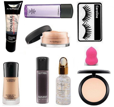

caroline Eyelashes , Mattifying Base Primer , Face Serum , Makeup remover , Loose Powder , Compact ,Primer ,Foundation , Puff(Set of 9)