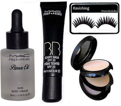 

ravishing Eyelashes & Mac Prep+Prime Beauty Balm SPF 35 Creme Teintee Foundation&Two Way Compact&Primer Oil(Set of 4)
