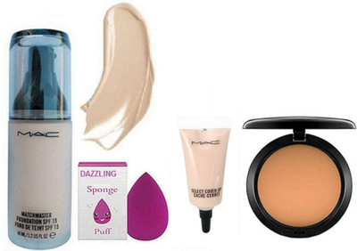

Dazzling Sponge Puff & Mac Matchmaster Foundation & Select cover-upr Concealer & Compact(Set of 4)