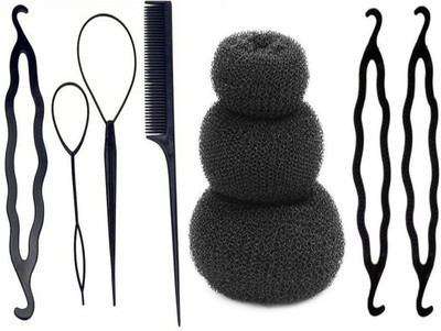 

KYT 9pcs combo set , 4 pcs diy kit , 3 pcs hair donut bun maker , 2 pcs juda bun maker(Set of 9)