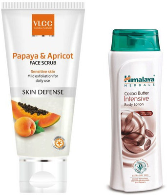 

Himalaya Cocoa Butter Intensive Body Lotion, Papaya & Apricot Face Scrub(Set of 2)