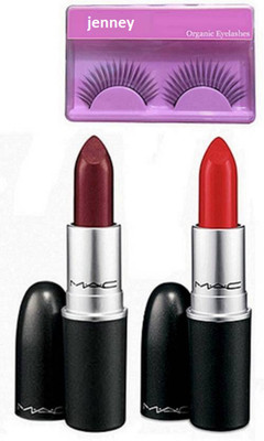 

jenney Eyelashes & Mac matte finish Lipstick 9 (Pack Of 2)(Set of 3)