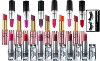 

Fancify eyelashes , matte finish lipstick (set of 6) , prime matte lipstick (set of 6) with enrich lipstick (set of 6)(Set of 19)