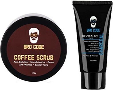 

Bro Code Premium Quality Activated Charcoal Peel Off Mask & Coffee Scrub For Men and Women(Set of 2)