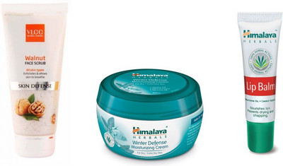 

Himalaya Winter Defense Moisturizing Cream, Walnut Face Scrub, Lip Balm(Set of 2)