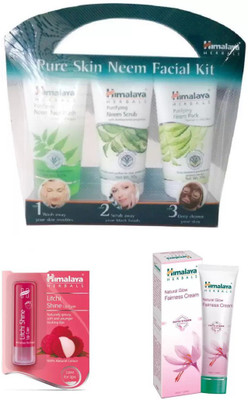

Himalaya NEEM FACAIL KIT, LITCHI SHINE LIP BLAM , NATURAL GLOWFAIRNESS CREAM(Set of 3)