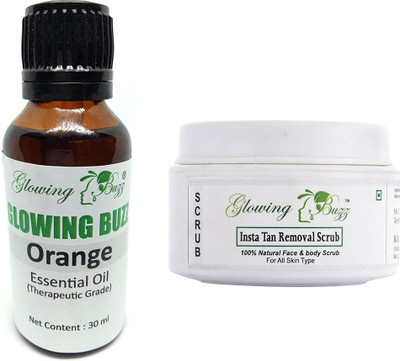 

Glowing Buzz Combo of orange essential oil and insta tan removal scrub(Set of 2)
