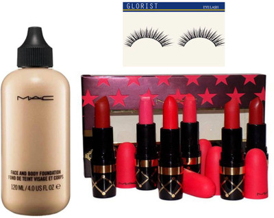 

glorist eyelash and Face&Body Foundation Fond De Teint 120ml&Mac Nutcraker Set Of 6 Sweet Nude Lipstick(Set of 3)