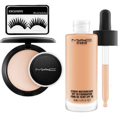 

Exclusive Eyelashes & Studio Waterweight Foundation & MAc Compact(Set of 3)