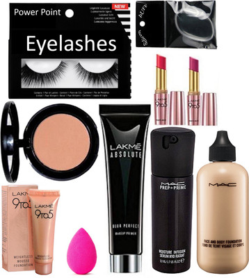 

powerpoint Eyelashes&Mac Blusher&Lakme 9To5 Mousse&Sponge Puff&Lakme Absolute Primer&Lakme 9TO5 Matte Finsh Lipstick (Pack Of2)&Mac Prep+Prime Face Serum&Mac Face&Body Foundation&Slicon Puff(Set of 10)