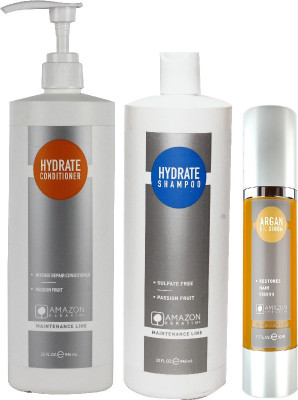 

AMAZON KERATIN HYDRATE SHAMPOO, HYDRATE CONDITIONER AND ARGAN OIL SERUM(Set of 3)