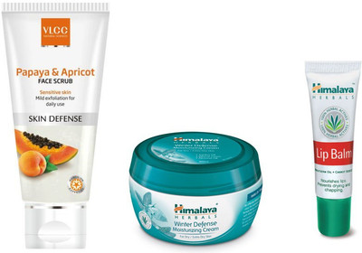 

Himalaya Winter Defense Moisturizing Cream, Papaya & Apricot Scrub, Lip Balm(Set of 3)