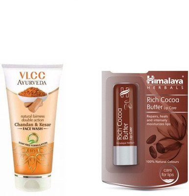 

Himalaya Rich Cocoa Butter Lip Care, Chandan Kesar Face Wash(Set of 2)