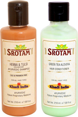 

Srotam Heena & Tulsi Shampoo SLS-Paraben Free And Green Tea Aloevera Conditioner (Set Of 1 Bottle Each)(Set of 2)