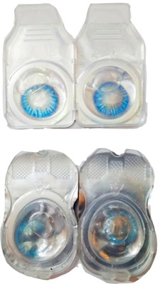 

drr Eye contact Lanse Monthly Contact Lens(00, Dark blue and Sea blue, Pack of 4)
