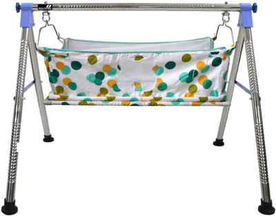 

MULTIPRO Baby Cradle N Swing Ghodiyu With Flat Sleeping Bed Premium Indian Style Cloth Hammock Having Mosquito Net For New Born Infants (Blue)(Blue)