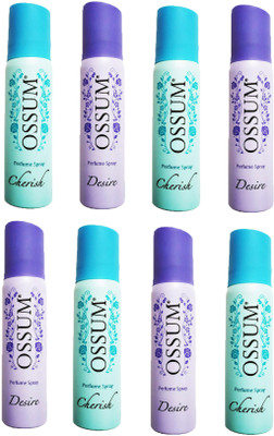

OSSUM CHERISH DEODORANT 25ML+ DESIRE DEODORANT 25ML Deodorant Spray - For Women(25 ml, Pack of 8)