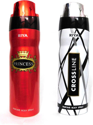 

Riya PRINCESS AND CROSSLINE Perfume Body Spray - For Men & Women(400 ml, Pack of 2)